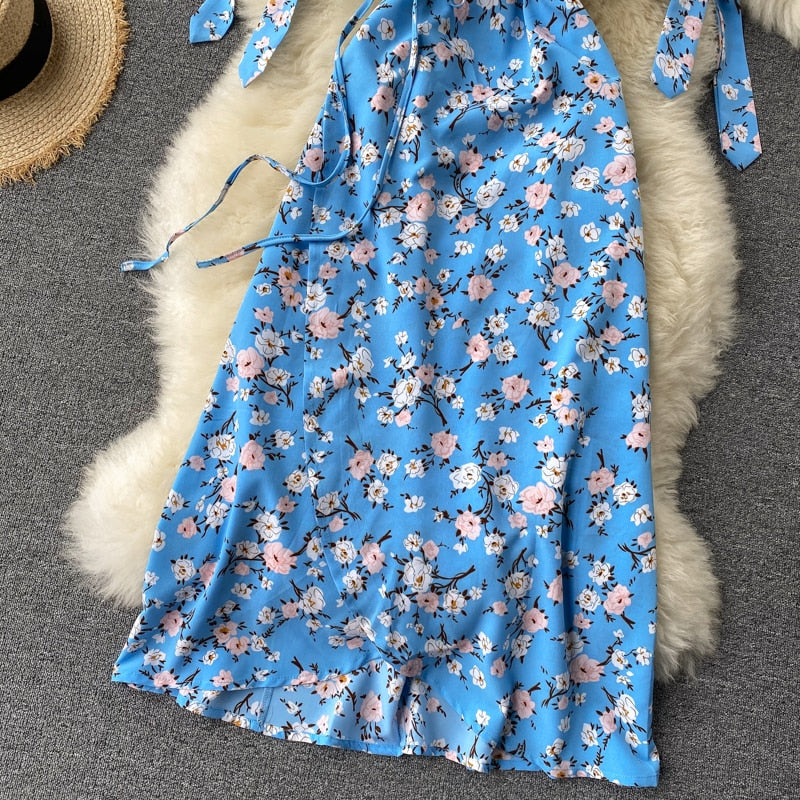Vintage Dress, Boho Midi Dress, Dress, Wrap Dress, Flower Child Iris Purple
