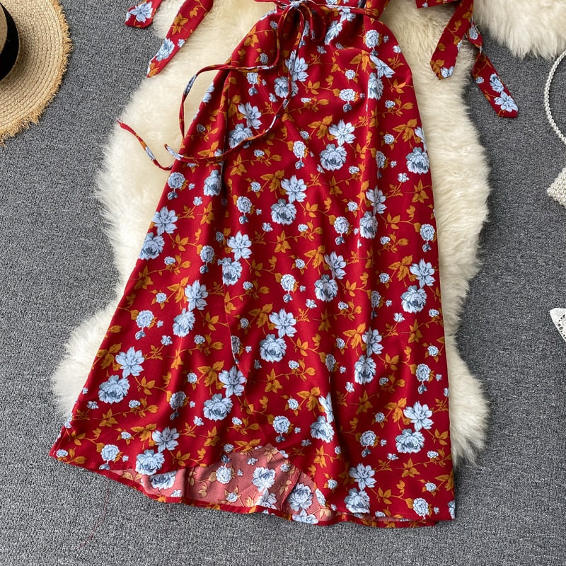 Vintage Dress, Boho Midi Dress, Dress, Wrap Dress, Flower Child Iris Purple