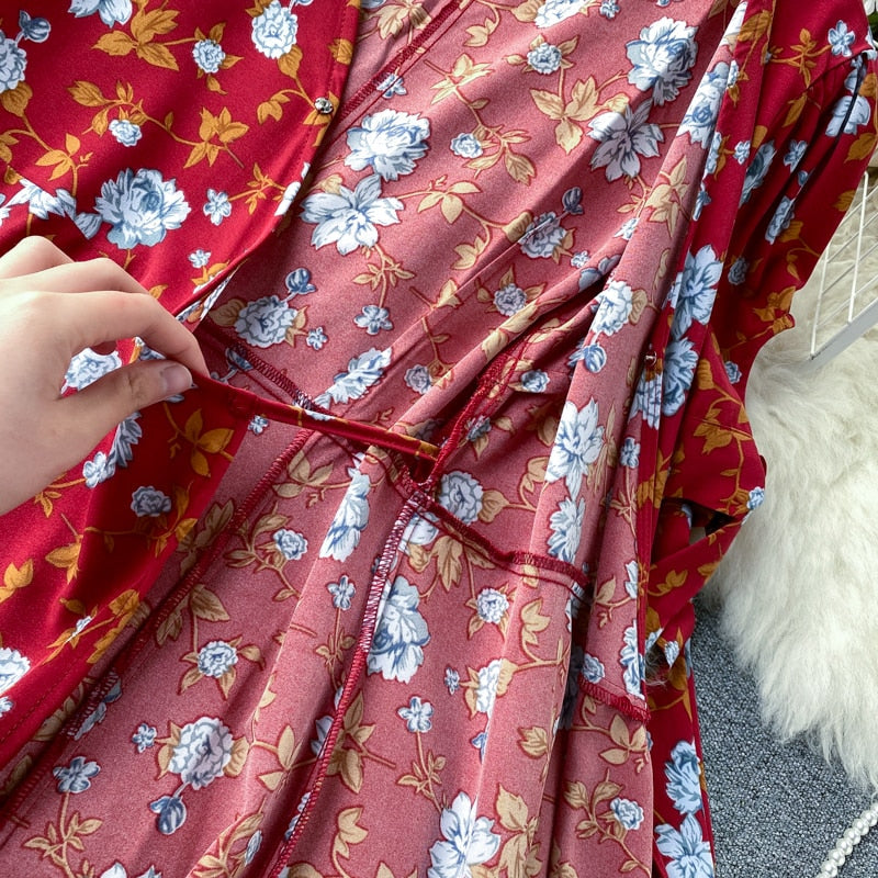 Vintage Dress, Boho Midi Dress, Dress, Wrap Dress, Flower Child Iris Purple