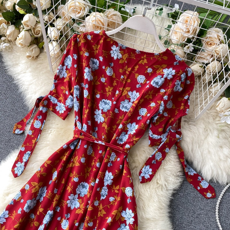 Vintage Dress, Boho Midi Dress, Dress, Wrap Dress, Flower Child Iris Purple