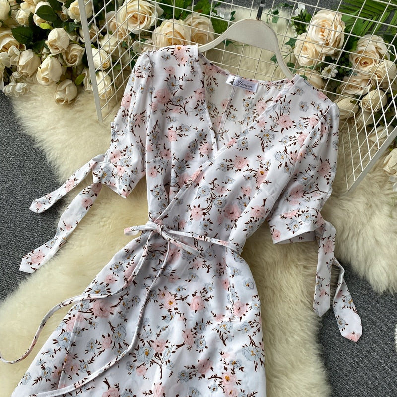 Vintage Dress, Boho Midi Dress, Dress, Wrap Dress, Flower Child Iris Purple