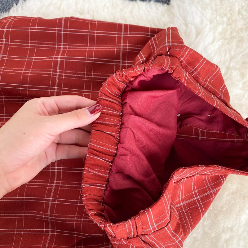 Vintage Two Piece Set, Boho Matching Crop Top and Midi Skirt, Red Plaid