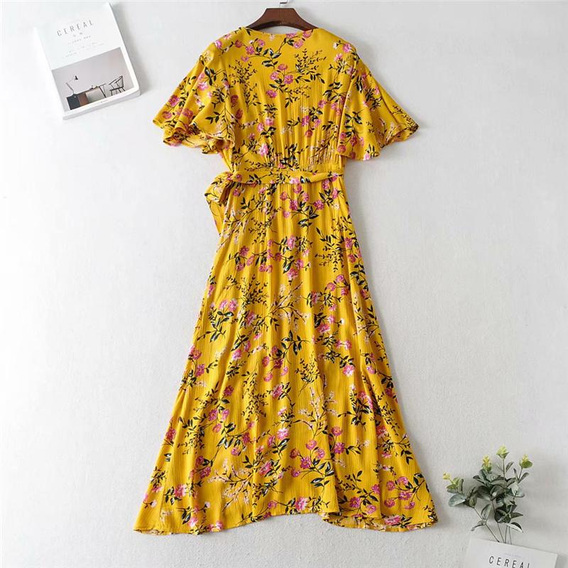 Boho Maxi Dress, Sundress, Wild Floral in Yellow Ducky