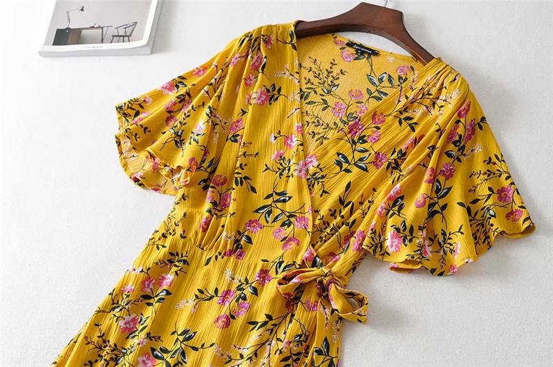 Boho Maxi Dress, Sundress, Wild Floral in Yellow Ducky