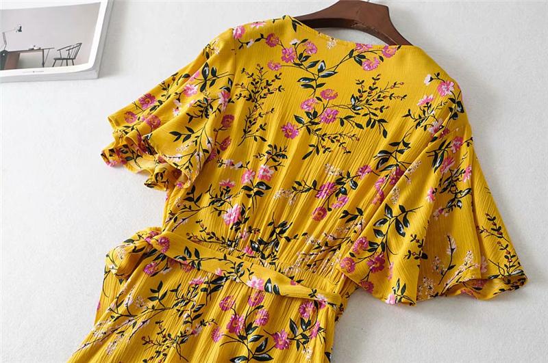 Boho Maxi Dress, Sundress, Wild Floral in Yellow Ducky