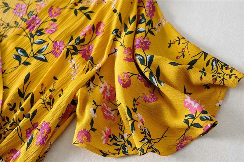 Boho Maxi Dress, Sundress, Wild Floral in Yellow Ducky