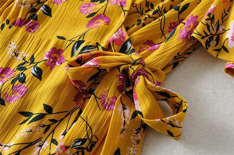 Boho Maxi Dress, Sundress, Wild Floral in Yellow Ducky