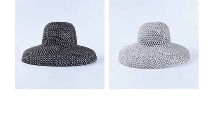 Boho Hat, Beach Hat, Wide Brim Vinatge Hat Leah Black Grey Silver