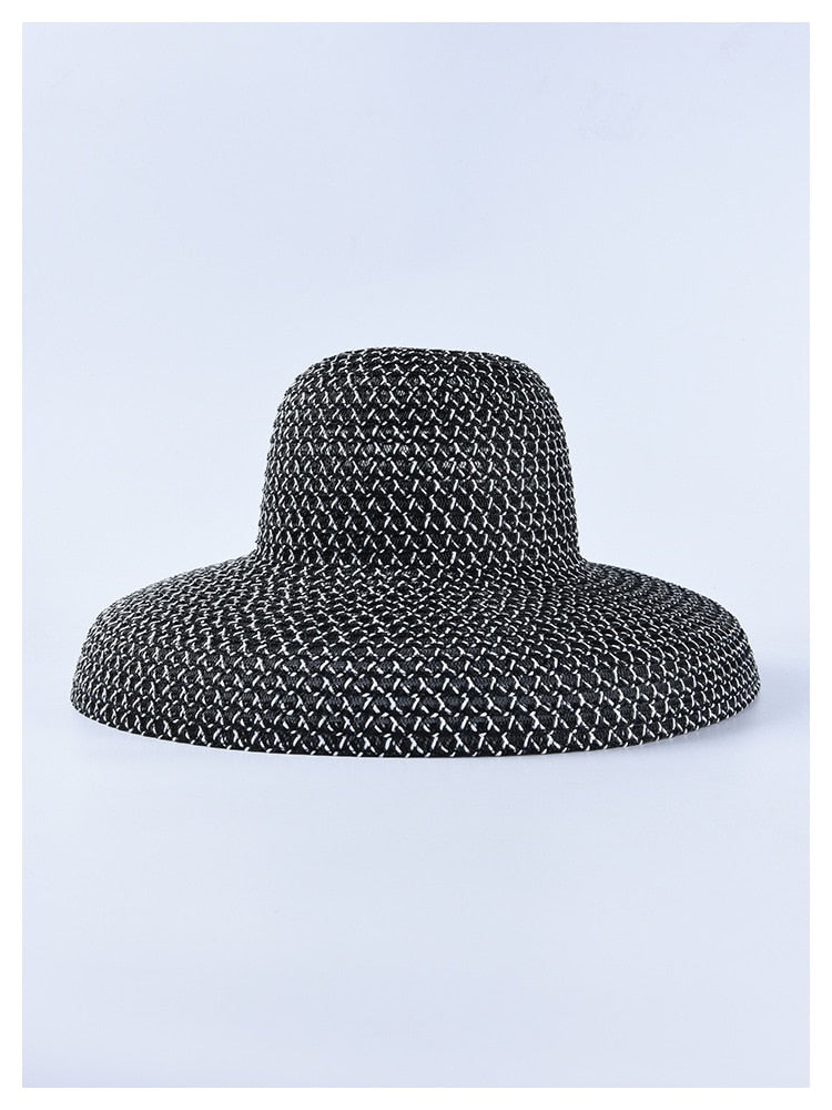 Boho Hat, Beach Hat, Wide Brim Vinatge Hat Leah Black Grey Silver