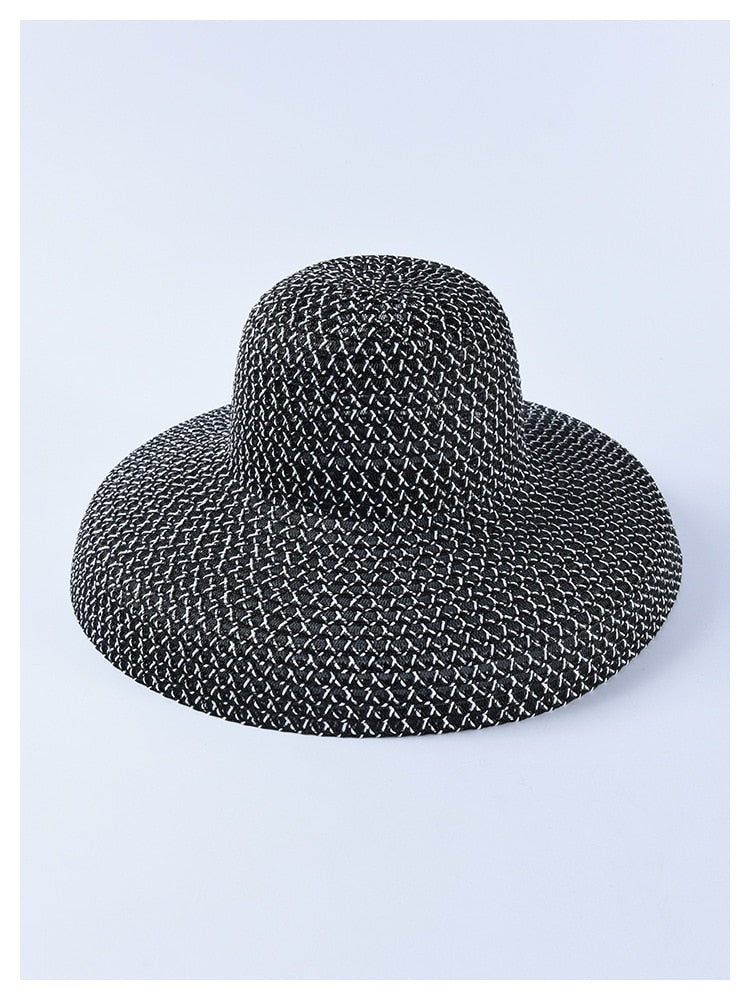 Boho Hat, Beach Hat, Wide Brim Vinatge Hat Leah Black Grey Silver