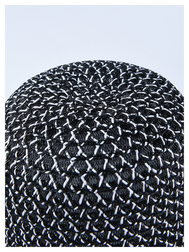 Boho Hat, Beach Hat, Wide Brim Vinatge Hat Leah Black Grey Silver