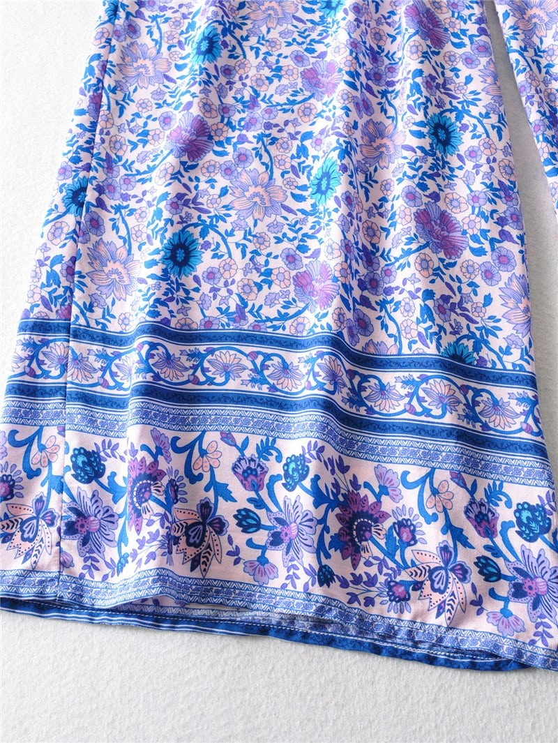 Boho Two Piece Set, Two Piece Pants Set, Wild Floral in Purple