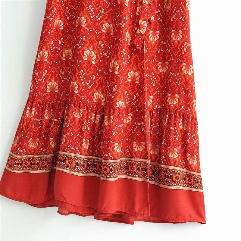 Boho Maxi Dress, Sundress, Wrap Dress, Red Ruby