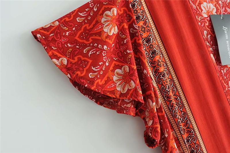 Boho Maxi Dress, Sundress, Wrap Dress, Red Ruby