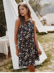 Boho Mini Dress  Sundress, Wild Lily in Navy Blue