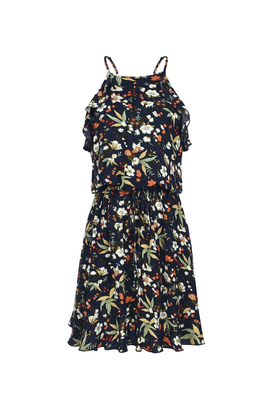 Boho Mini Dress  Sundress, Wild Lily in Navy Blue