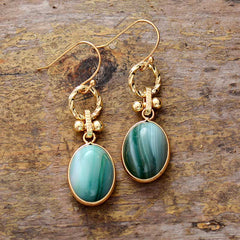 Boho Earrings, Dangle Earrings,  Green Onyx