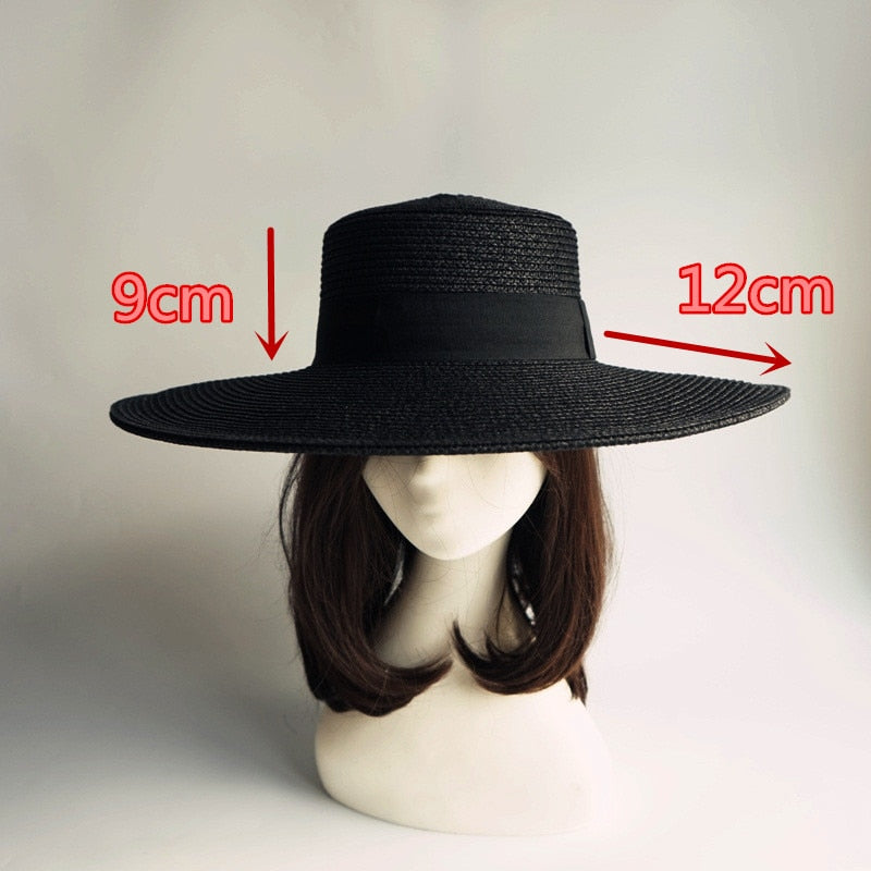 Boho Hat, Sun Hat, Beach Hat, Wide Brim Black Straw Hat, Willow