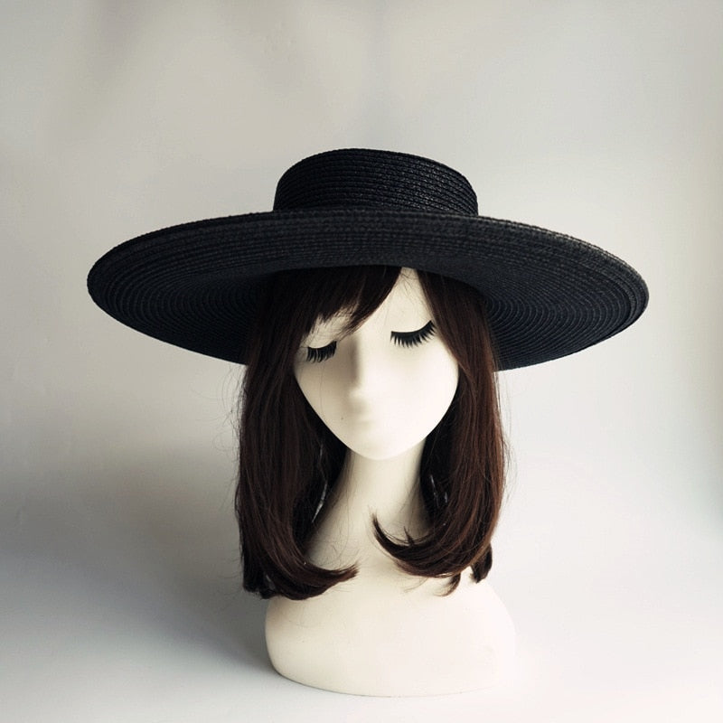 Boho Hat, Sun Hat, Beach Hat, Wide Brim Black Straw Hat, Willow