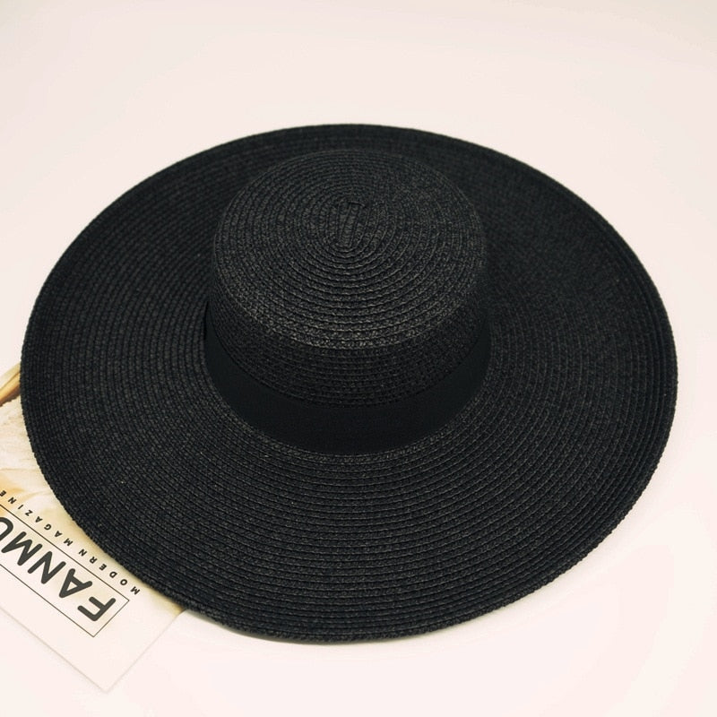 Boho Hat, Sun Hat, Beach Hat, Wide Brim Black Straw Hat, Willow