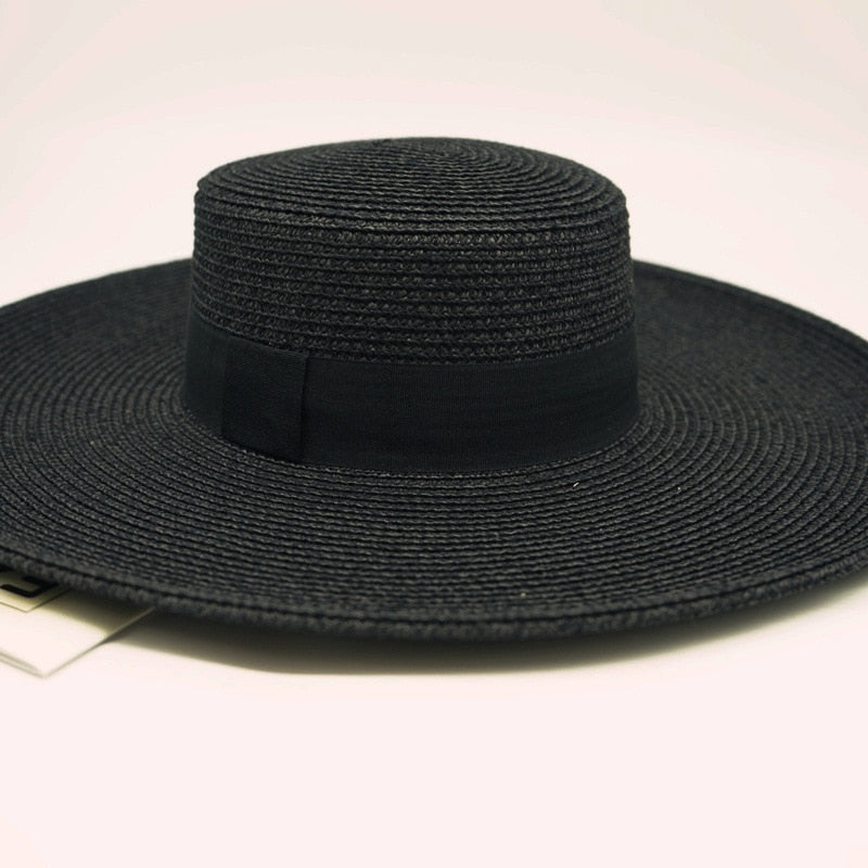 Boho Hat, Sun Hat, Beach Hat, Wide Brim Black Straw Hat, Willow