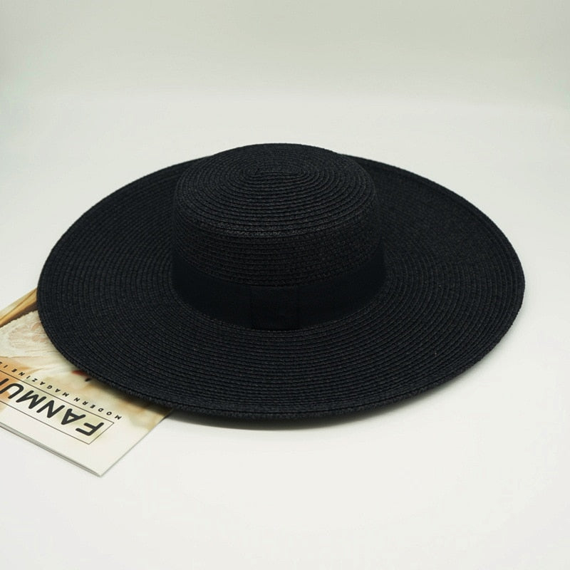 Boho Hat, Sun Hat, Beach Hat, Wide Brim Black Straw Hat, Willow