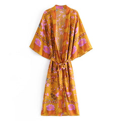 Boho Robe, Kimono Robe,  Beach Cover up, Carolina Yellow Jasmine