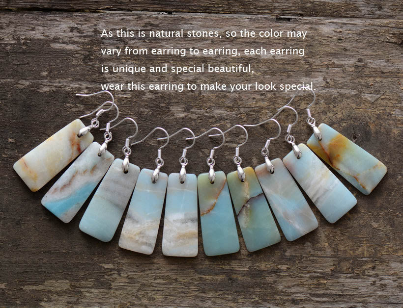 Boho Earrings, Dangle Earrings, Maya Blue Amazonite