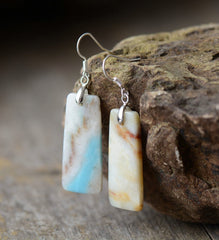 Boho Earrings, Dangle Earrings, Maya Blue Amazonite