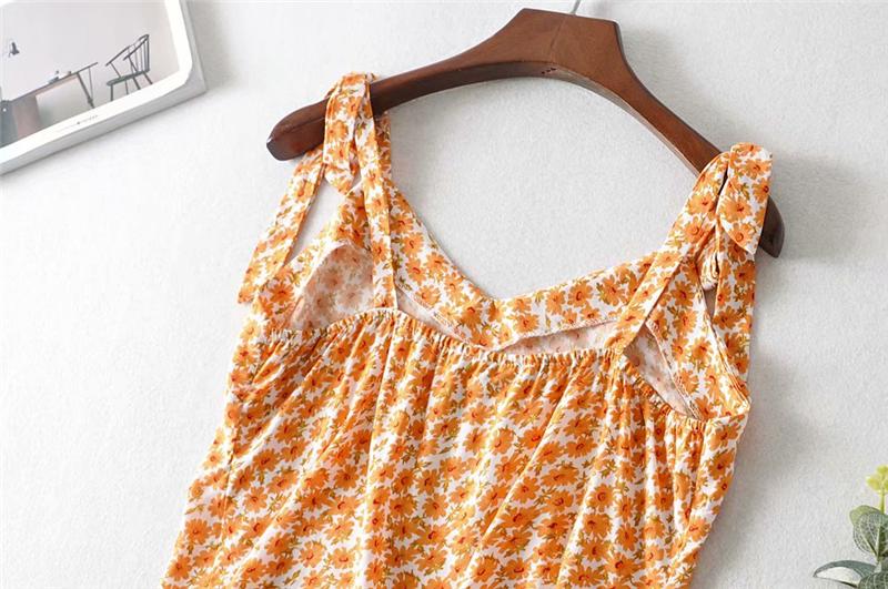 Boho Two Piece Set, Two Piece Skirt Set, Wild Boho Daisy in Saffron Orange