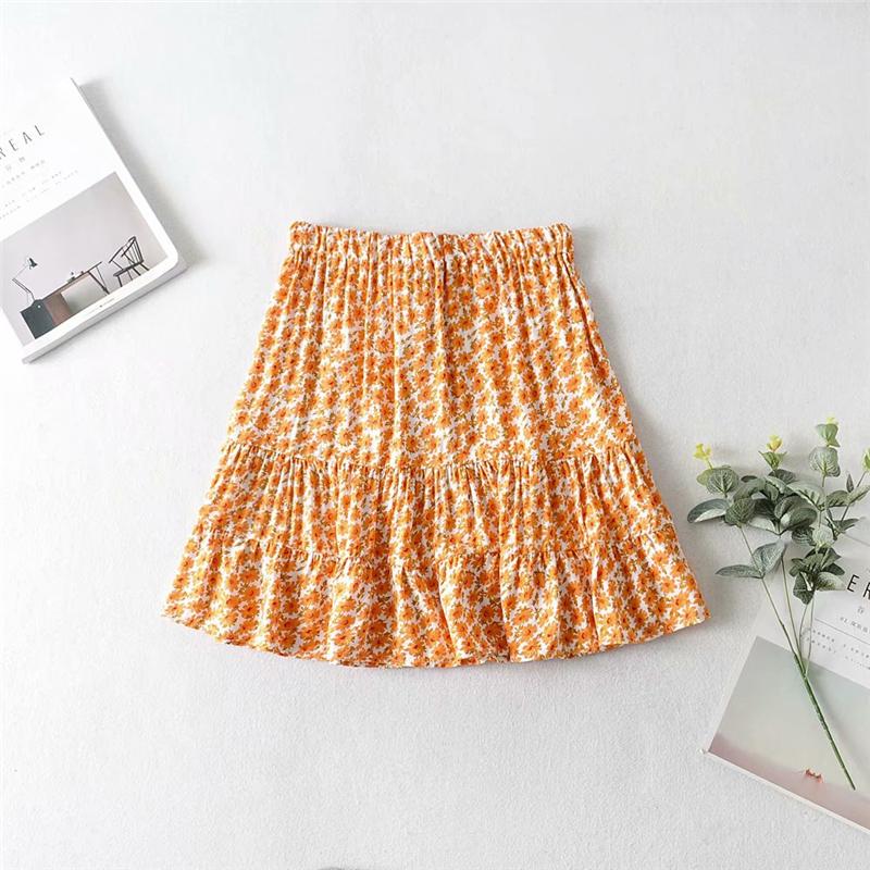 Boho Two Piece Set, Two Piece Skirt Set, Wild Boho Daisy in Saffron Orange