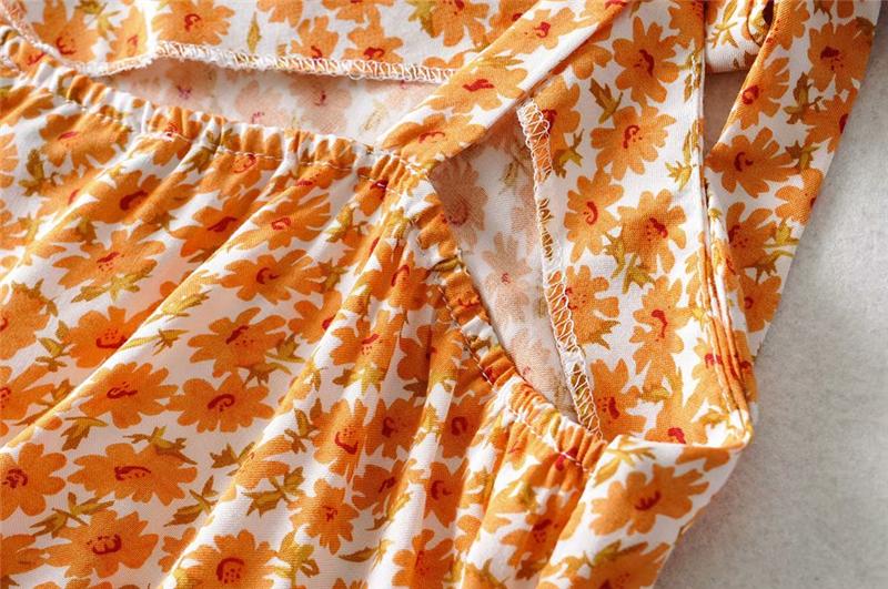 Boho Two Piece Set, Two Piece Skirt Set, Wild Boho Daisy in Saffron Orange