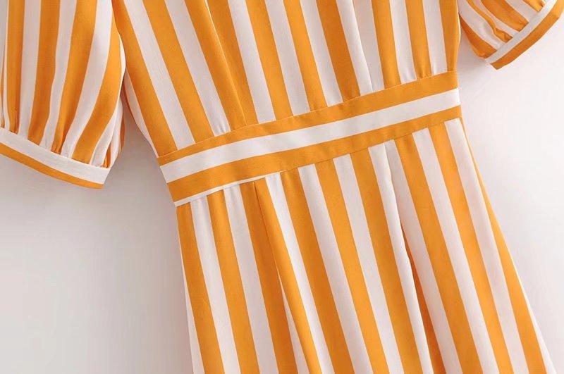 Boho Midi Dress, Vintage Yellow Stripe