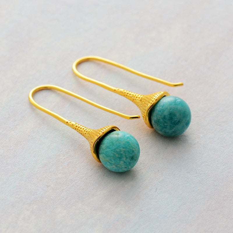 Boho Earrings, Dangle Earrings, Blue Lapis and Tiger Eye