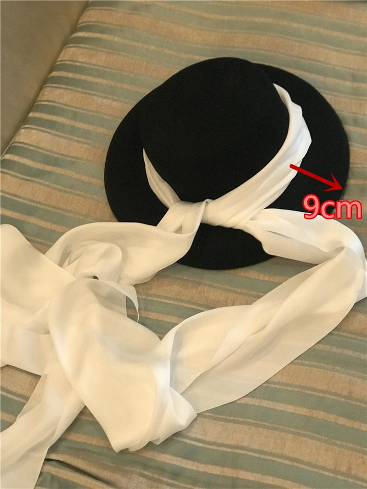 Boho Hat, Floppy Vintage Hat, Audrey Black Wool White Scraf