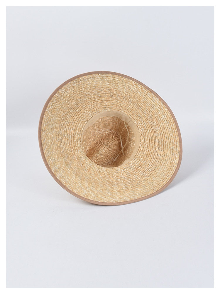 Boho Hat, Sun Hat, Beach Hat, Wide Brim Straw Hat,  Beige and Black Ribbon