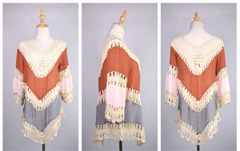 Boho Boho Mini Dress, Beach Dress, Cover up Dress, Orange Dream Catcher