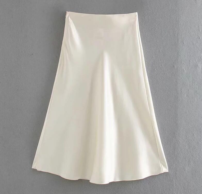 Boho Two Piece Set, Crop Top and Skirt, Glam Satin White, Black and Pink