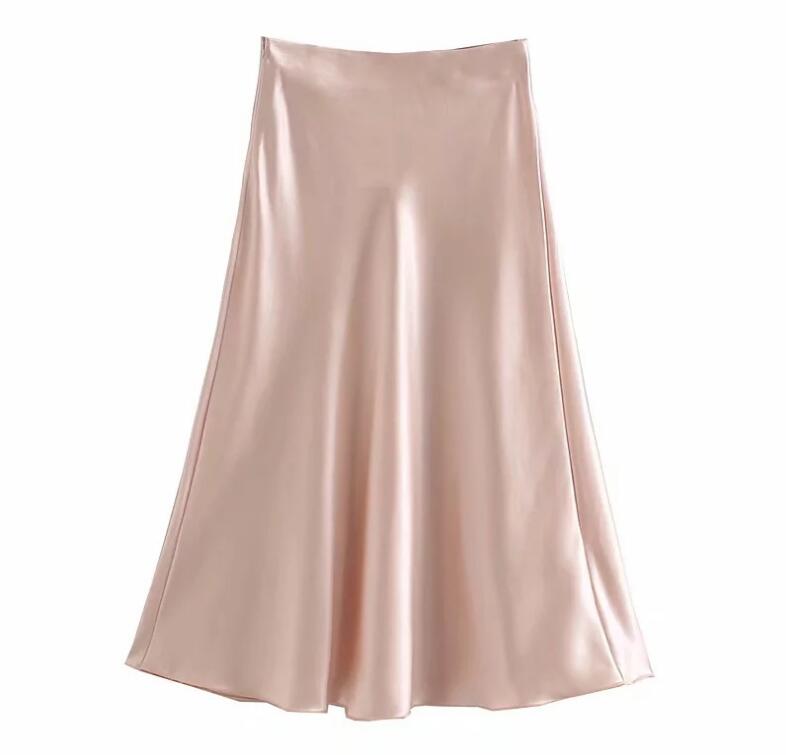 Boho Two Piece Set, Crop Top and Skirt, Glam Satin White, Black and Pink