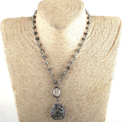 Boho Necklace, RH Amazonite, Crystal Green Natural Stone