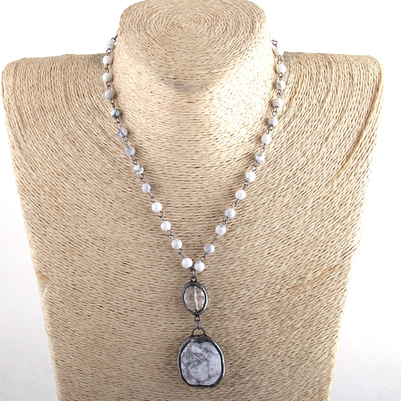 Boho Necklace, RH Amazonite, Crystal Green Natural Stone