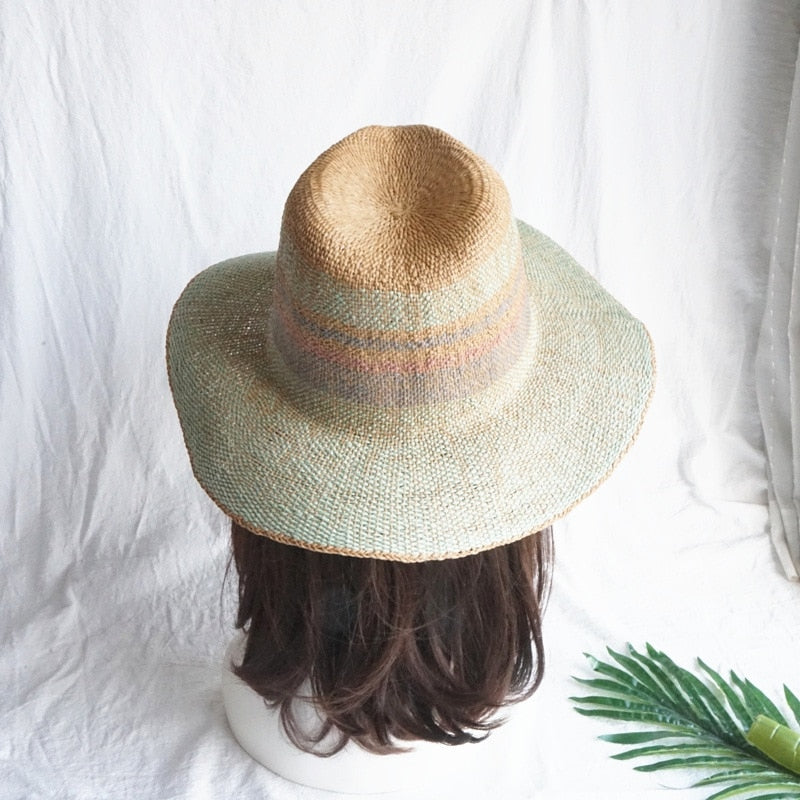 Boho Hat, Sun Hat, Beach Hat, Straw Hat, Riley Sweet Stripe Blue Pink