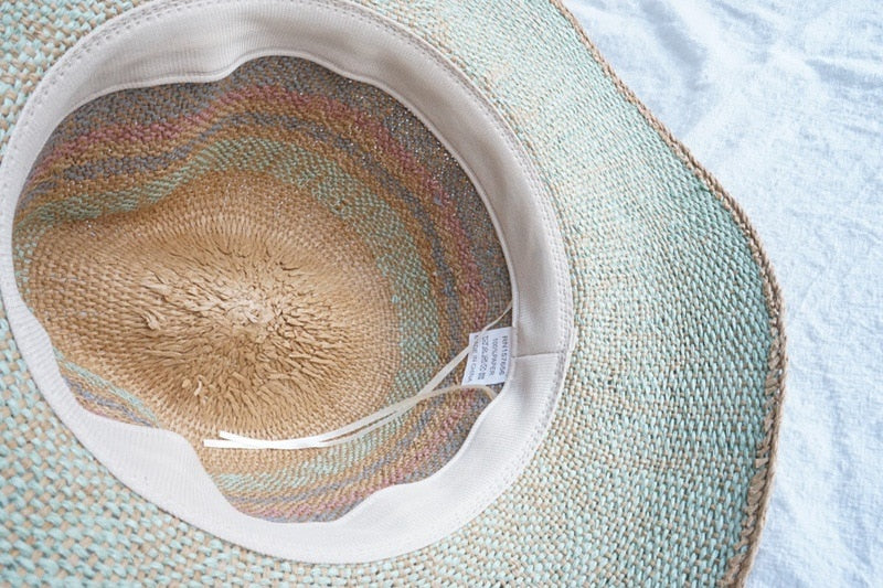 Boho Hat, Sun Hat, Beach Hat, Straw Hat, Riley Sweet Stripe Blue Pink