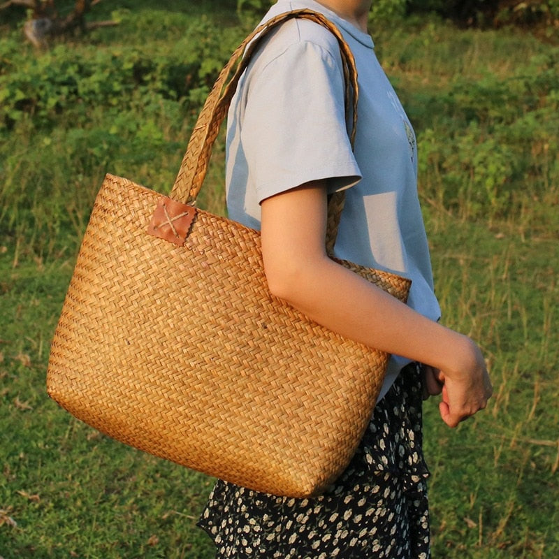 Boho Bag, Woven Straw Bag, Quinn Tote