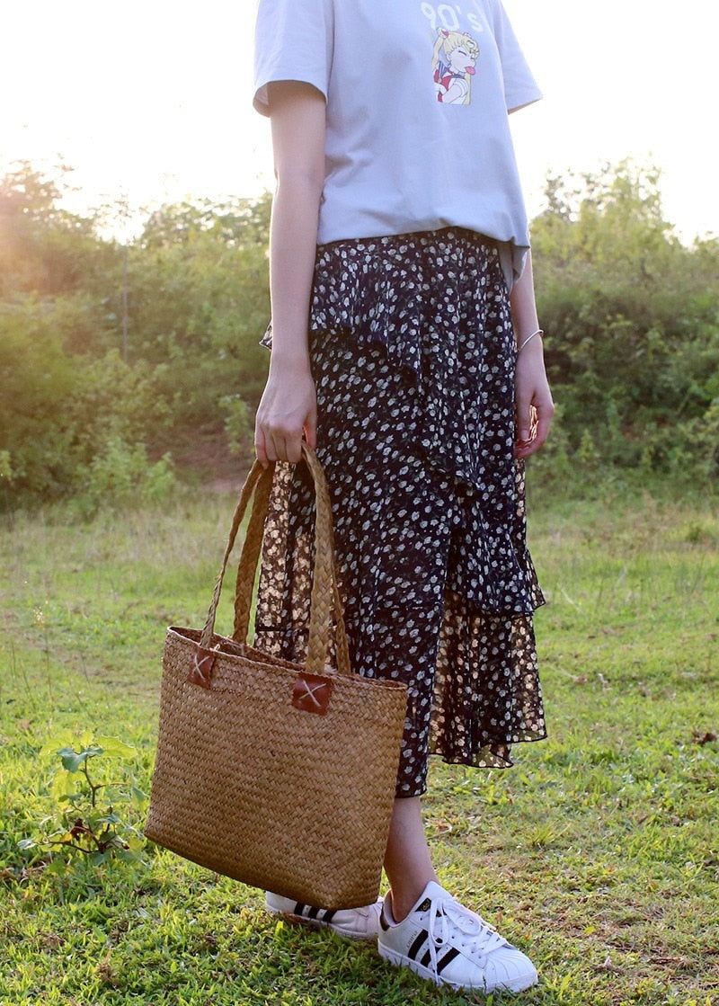 Boho Bag, Woven Straw Bag, Quinn Tote