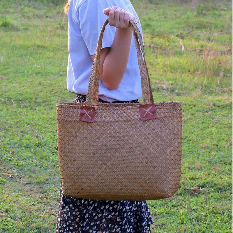 Boho Bag, Woven Straw Bag, Quinn Tote