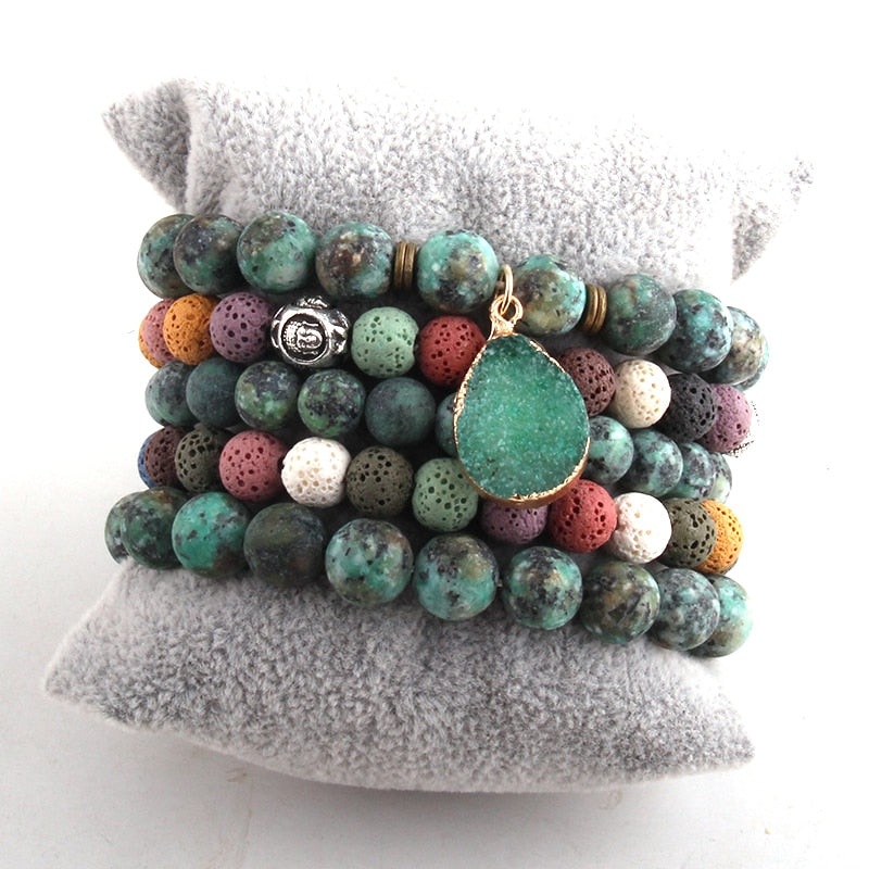 Boho Bracelet, RH Bracelet Set, Cubic Zircon Ball, Natural Stones Ball in Black and White