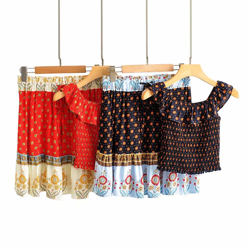 Boho Two Piece Set, Two Piece Skirt Set, Wild Boho in Red