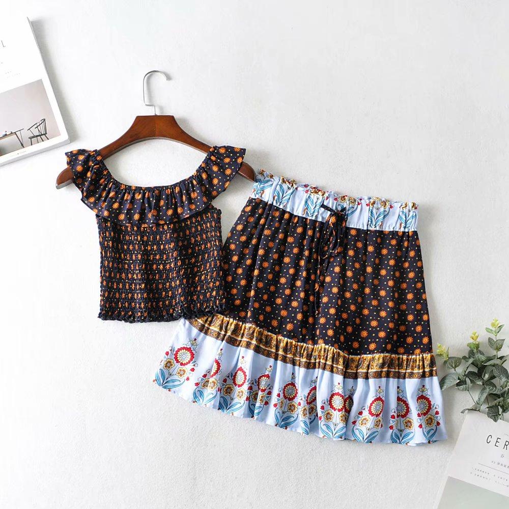 Boho Two Piece Set, Two Piece Skirt Set, Wild Boho in Black