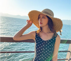 Boho Hat, Sun Hat, Beach Hat, Raffia Hat, Fringed Wide Brim Hat, Coffee Bow